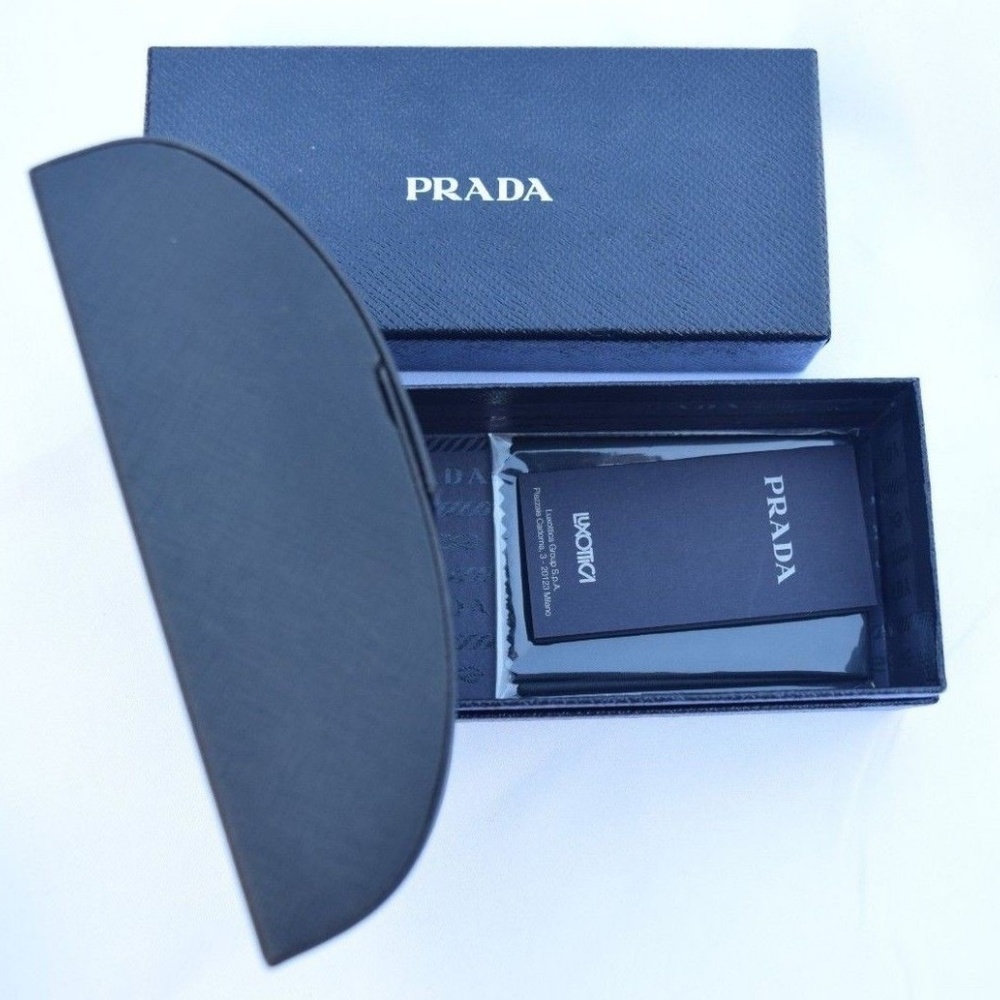 Prada Sunglasses Case Set,Black Magnetic Clamshell,Boxed,Cleaning Cloth,AuthCard - Picture 4 of 13
